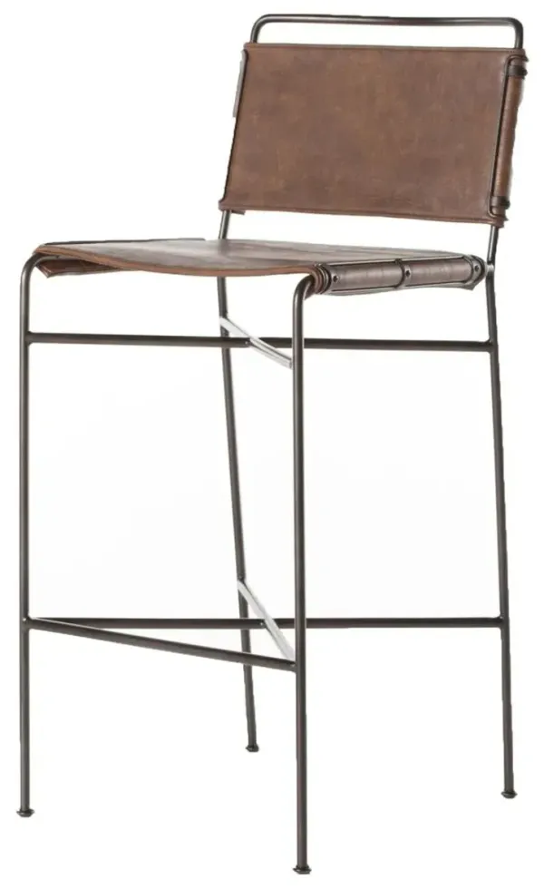 Jackson Bar Stool, Distressed Brown