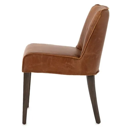 Ezra Leather Dining Chair - Sienna Chestnut - Brown