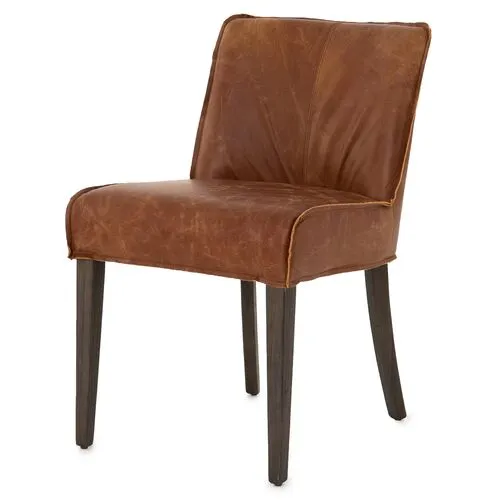 Ezra Leather Dining Chair - Sienna Chestnut - Brown