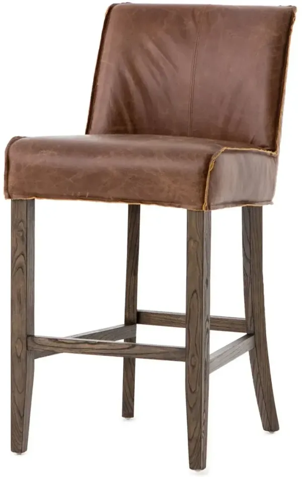 Ezra Leather Counter Stool - Sienna Chestnut