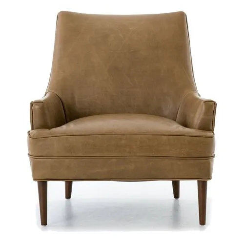 Luis Chair - Dakota Warm Taupe Leather - Brown