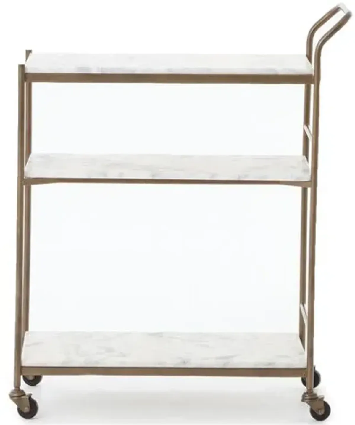 Elliot Small Marble Bar Cart - Brass - White