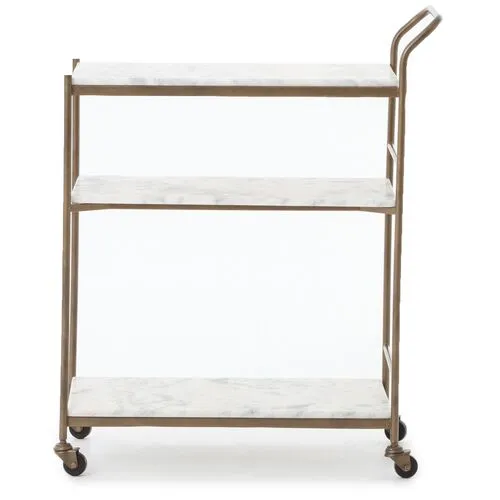 Elliot Small Marble Bar Cart - Brass - White