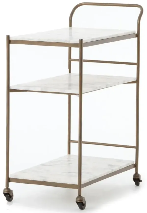 Lawson Small Marble Bar Cart, Brass
