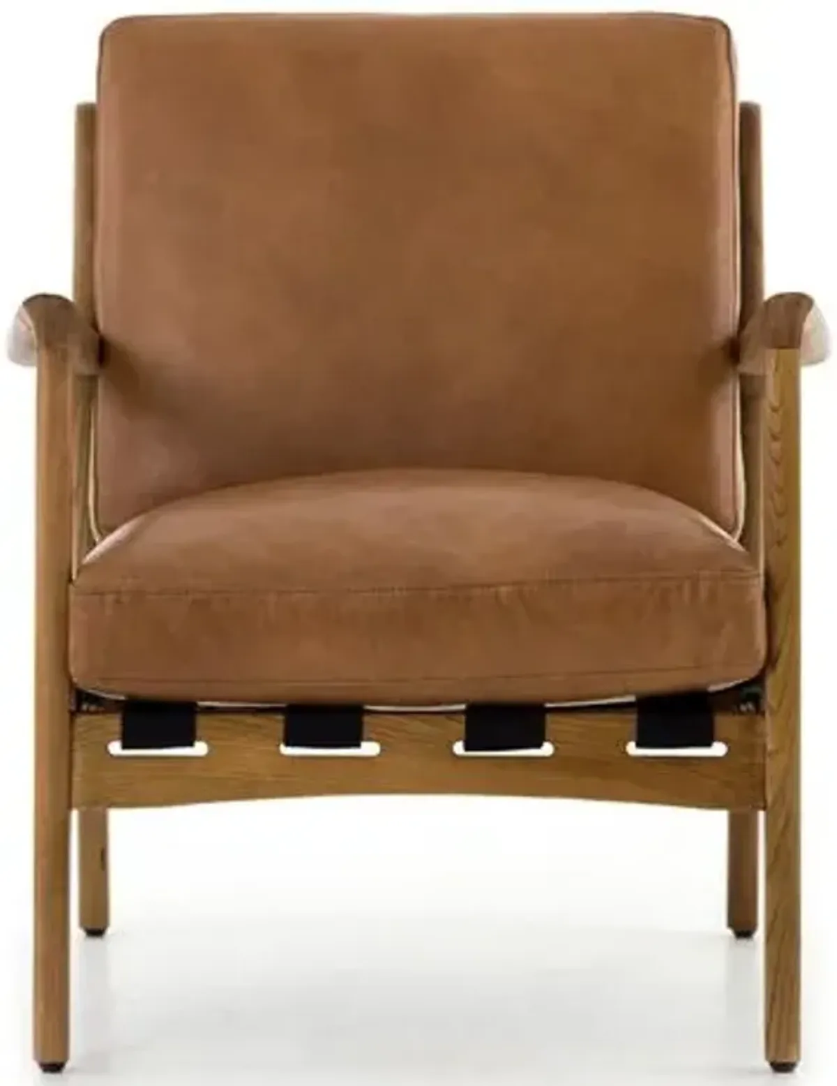 Rhett Accent Chair - Patina Copper Leather - Brown, Comfortable, Durable