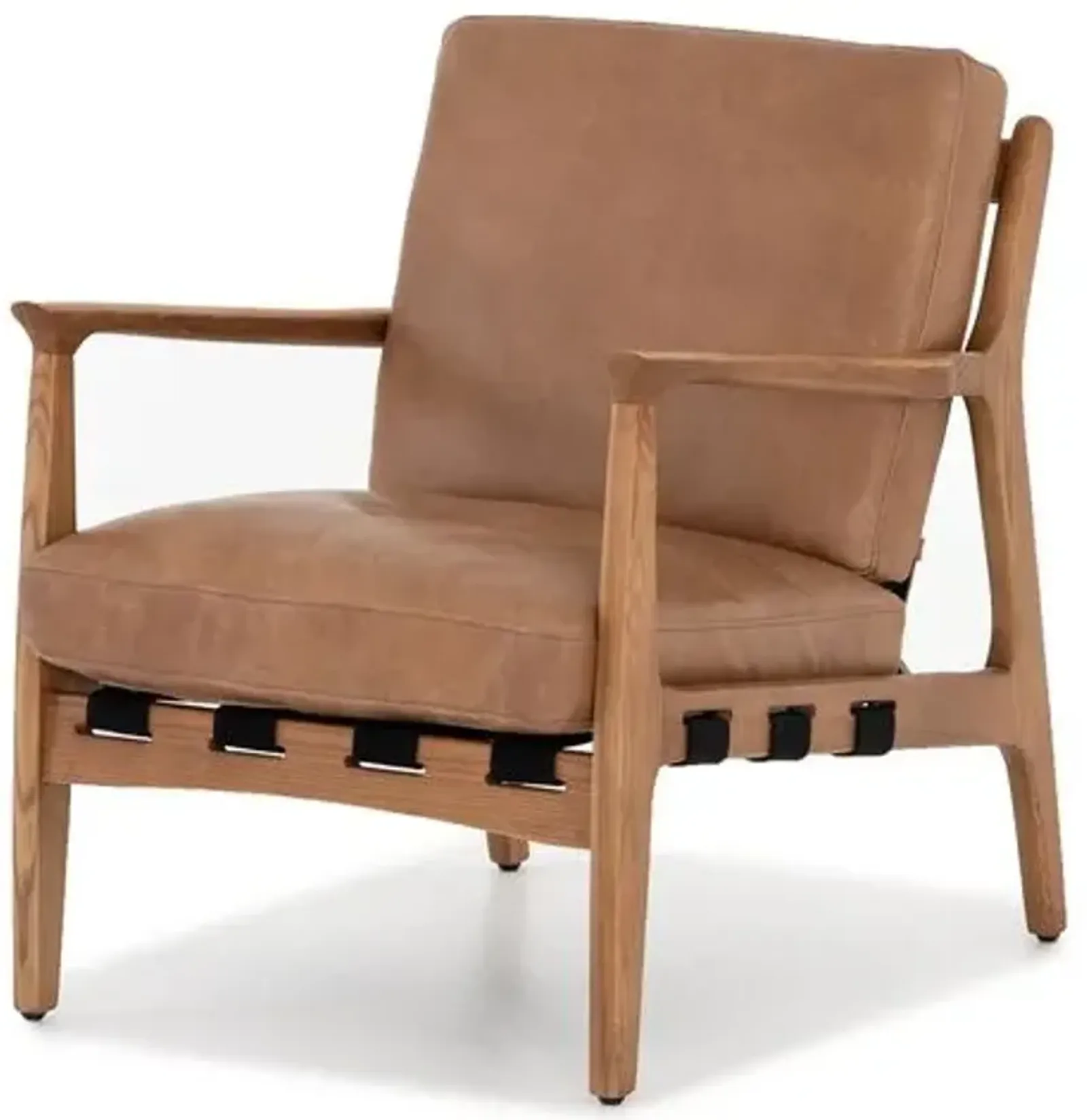 Rhett Accent Chair - Patina Copper Leather - Brown, Comfortable, Durable