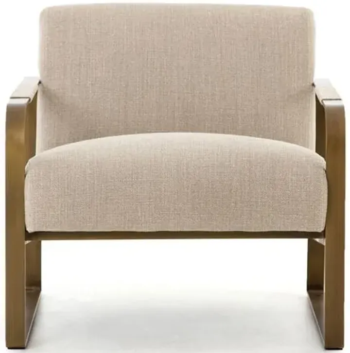 Sienna Brass Chair - Stonewash Linen - Beige