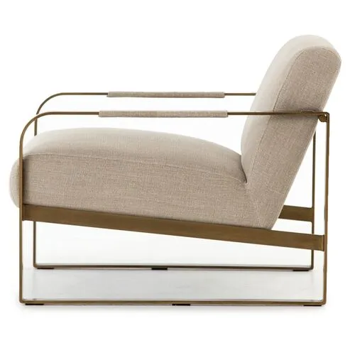 Sienna Brass Chair - Stonewash Linen - Beige