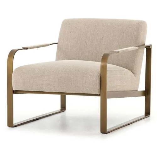 Sienna Brass Chair - Stonewash Linen - Beige