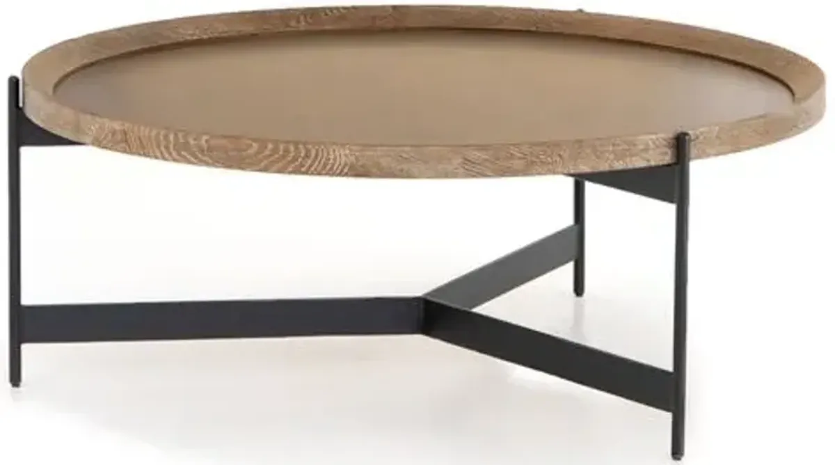 Zander Coffee Table - Black/Brass - Brown