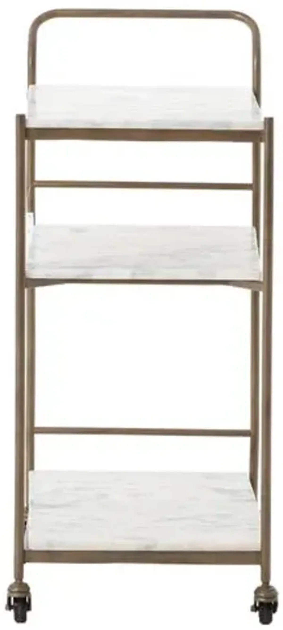 Elliot Large Marble Bar Cart - Brass - White