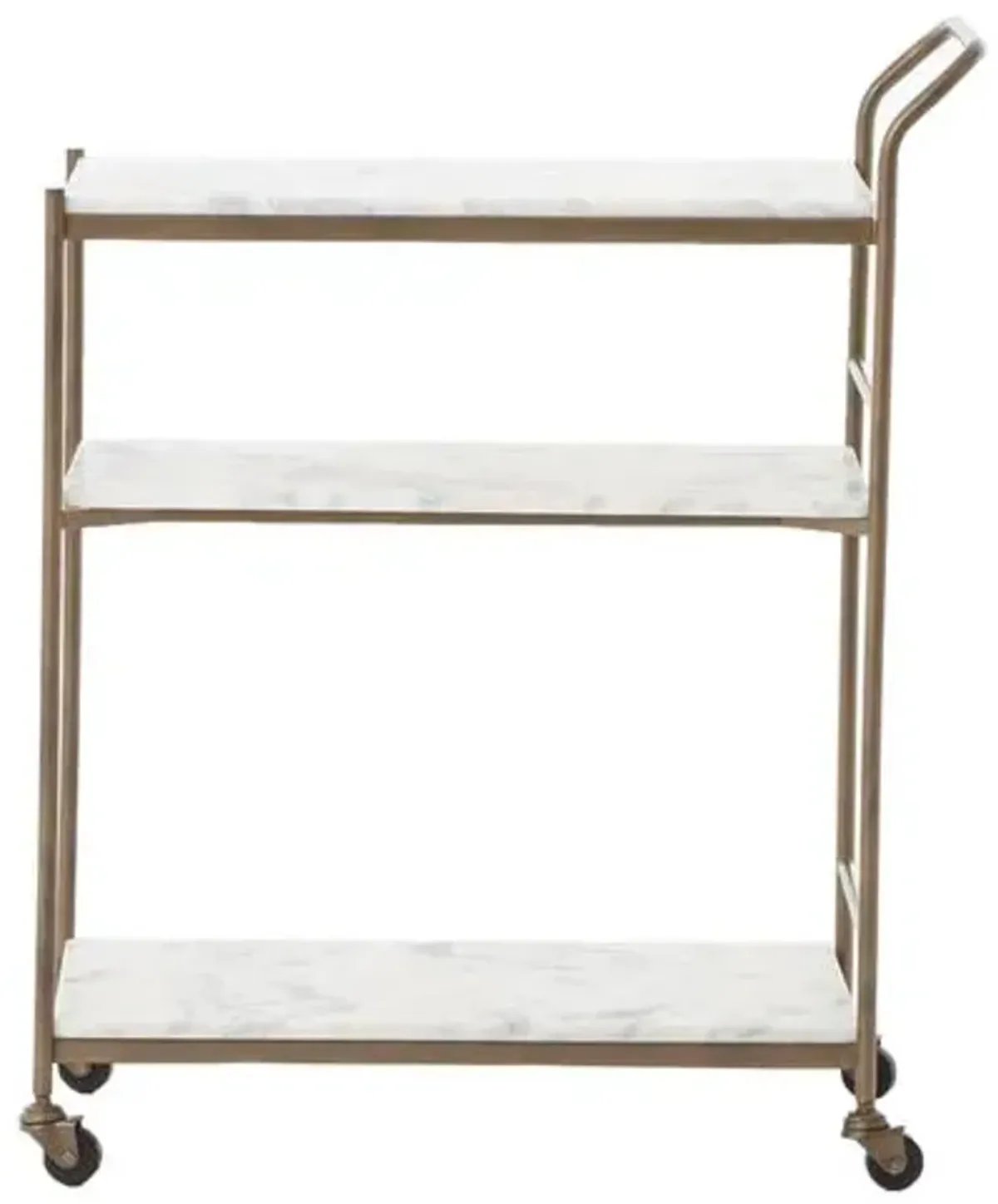 Elliot Large Marble Bar Cart - Brass - White