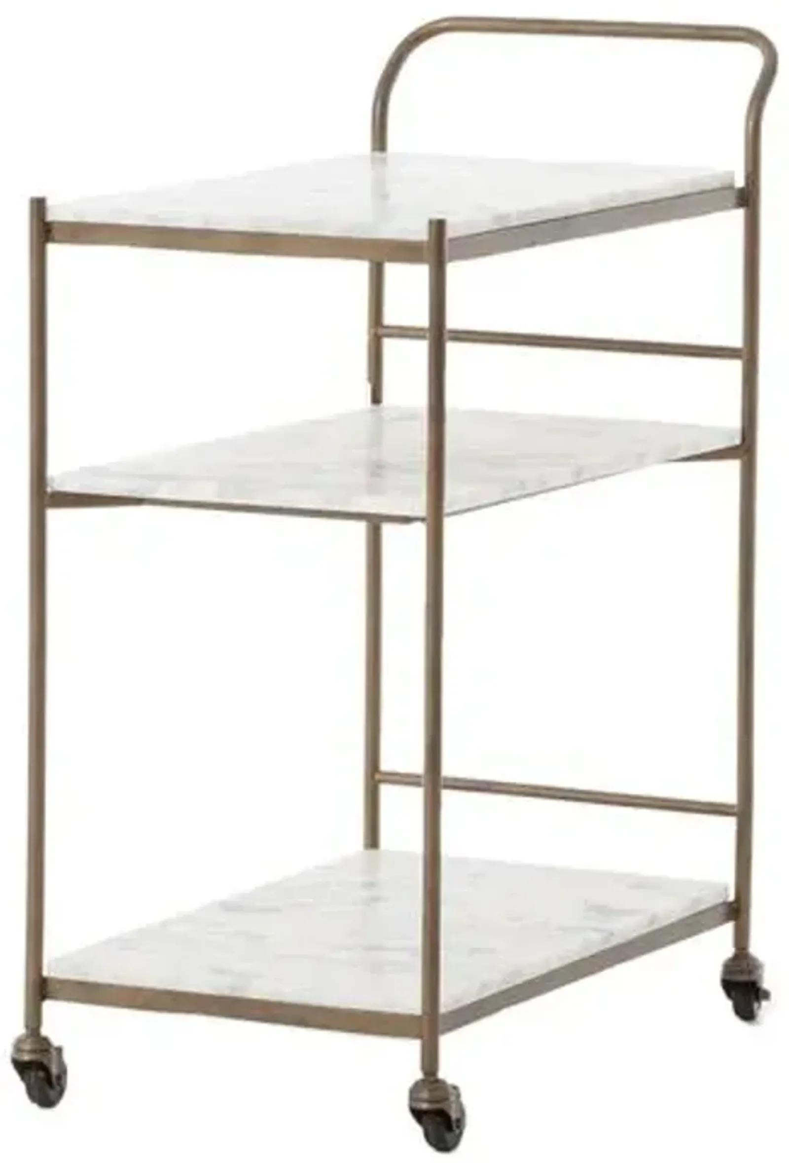 Elliot Large Marble Bar Cart - Brass - White