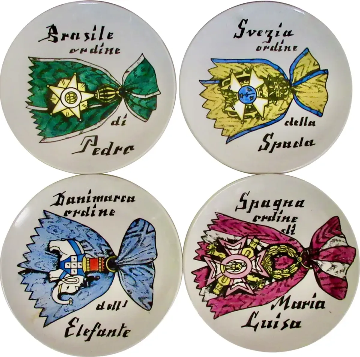 Fornasetti Medal Coasters Set of 4 - The Emporium Ltd. - White