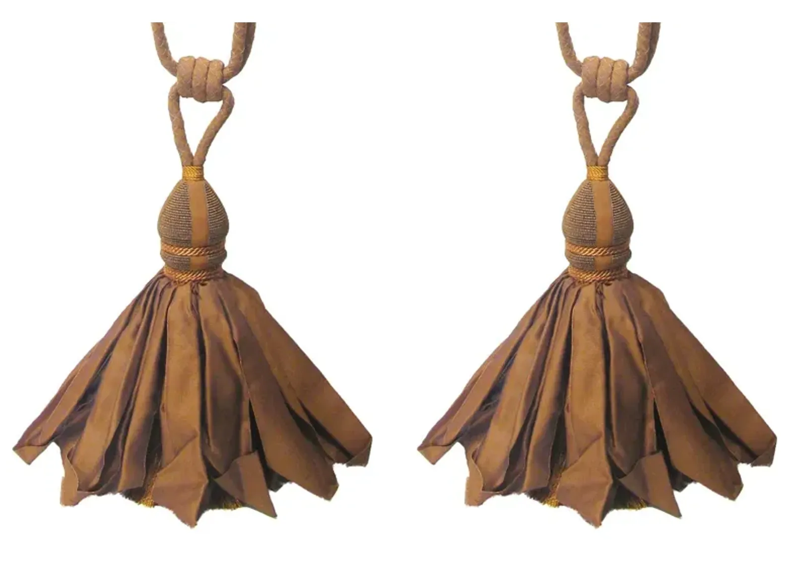 Copper Tieback with Ballgown Tassel - Set of 2 - Chez Vous - Brown