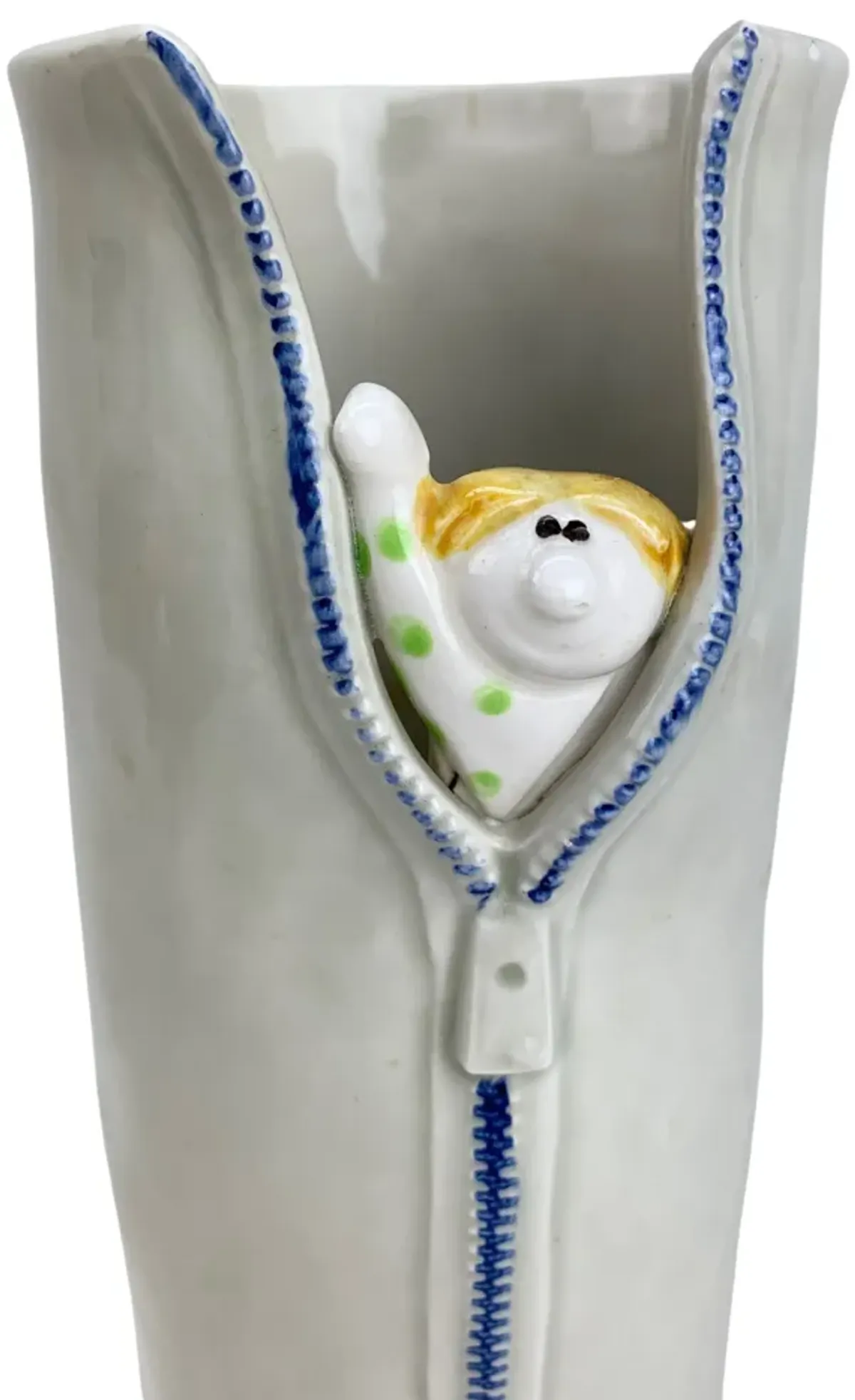 Fitz & Floyd Zipper Vase - Eat Drink Home - White