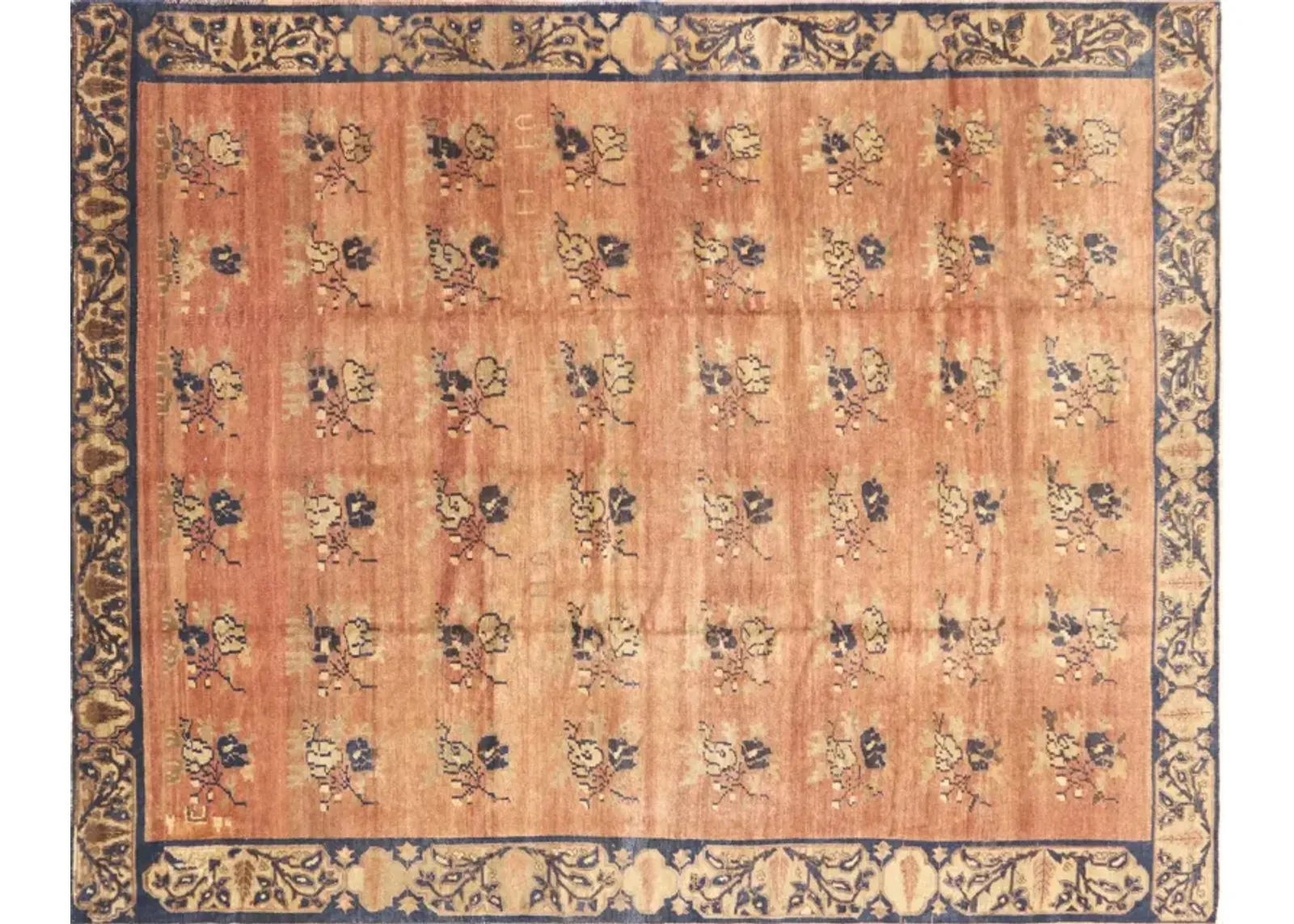 1960s Turkish Oushak Carpet - 9'8" x12'1" - Nalbandian - Orange