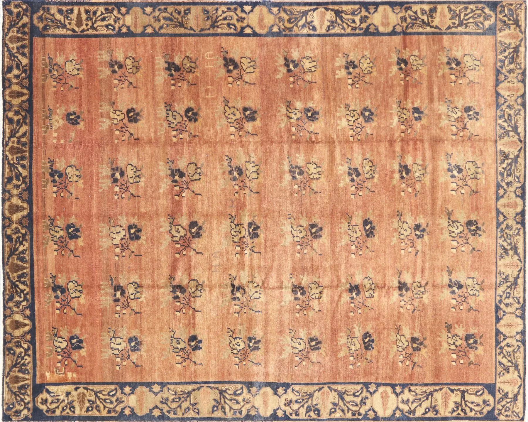 1960s Turkish Oushak Carpet - 9'8" x12'1" - Nalbandian - Orange