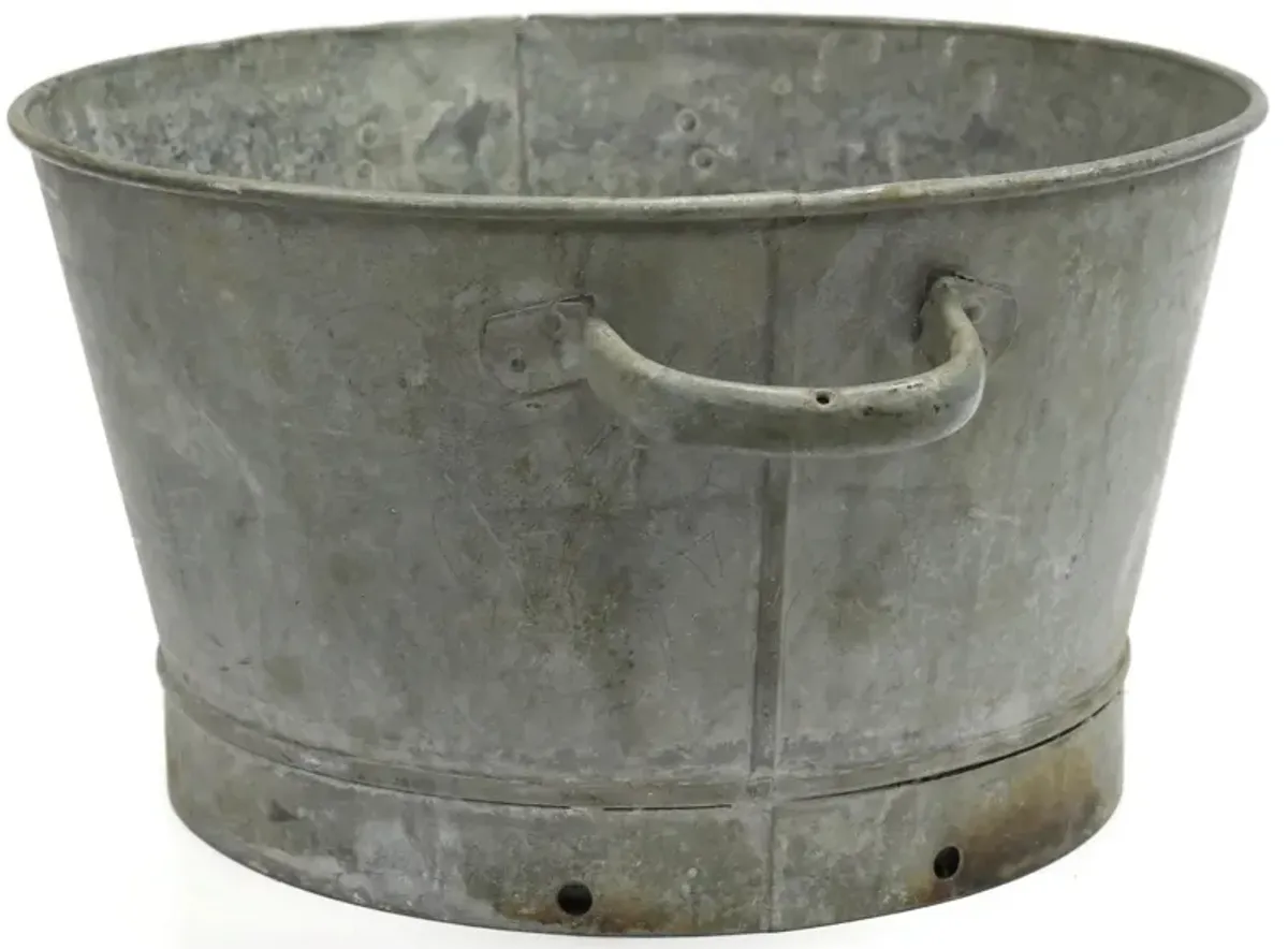 Antique Heavy Galvanized Tub - New England Mercantile - Silver