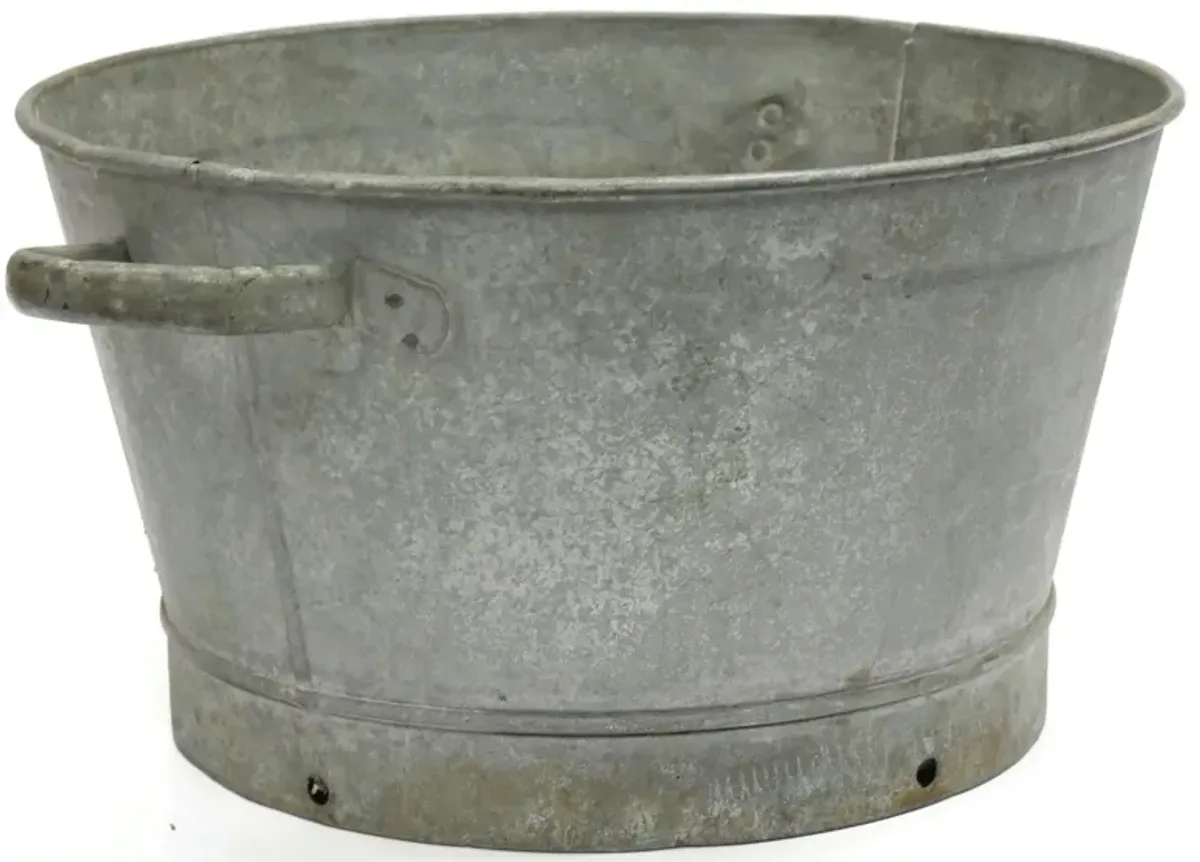 Antique Heavy Galvanized Tub - New England Mercantile - Silver