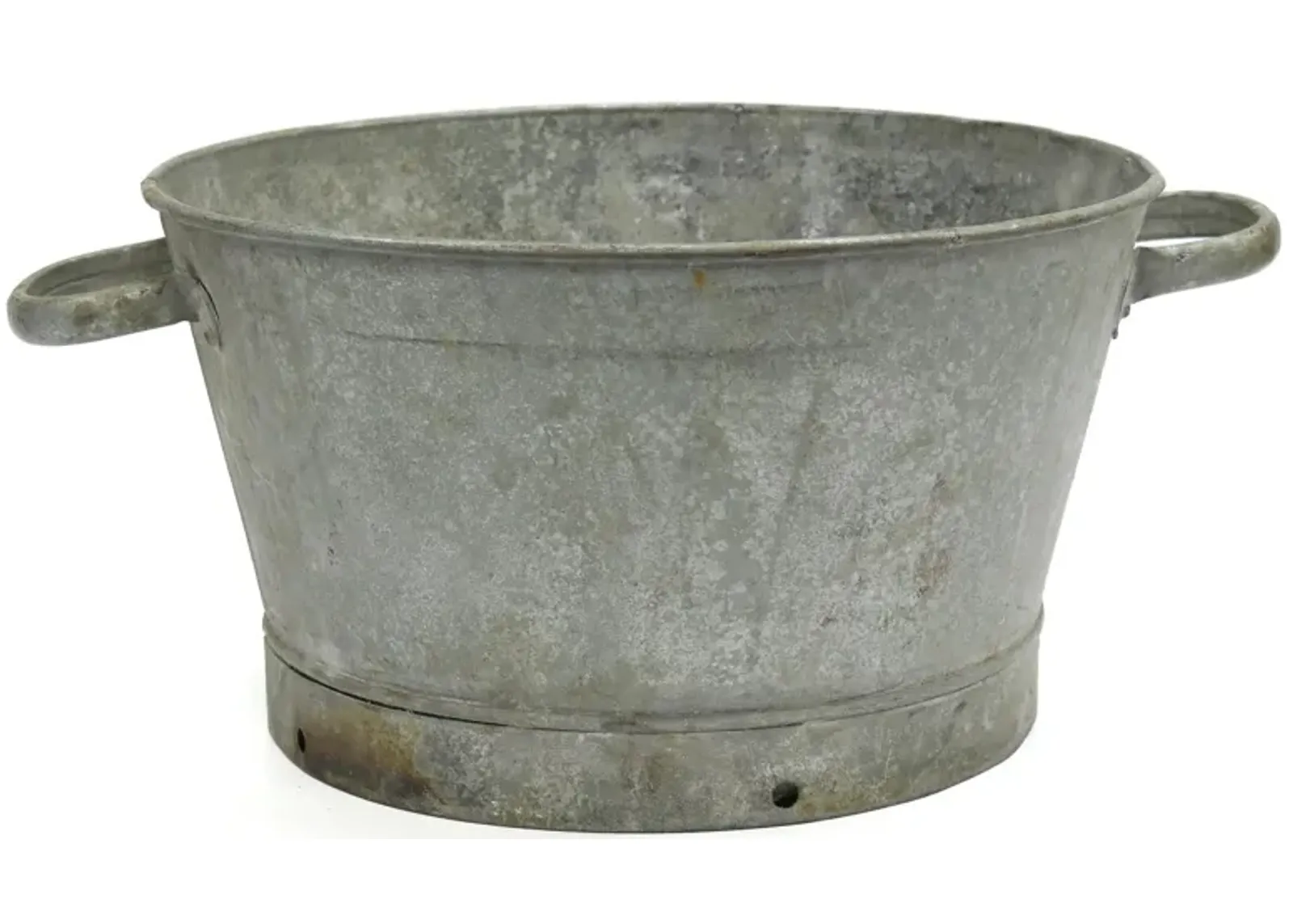 Antique Heavy Galvanized Tub - New England Mercantile - Silver