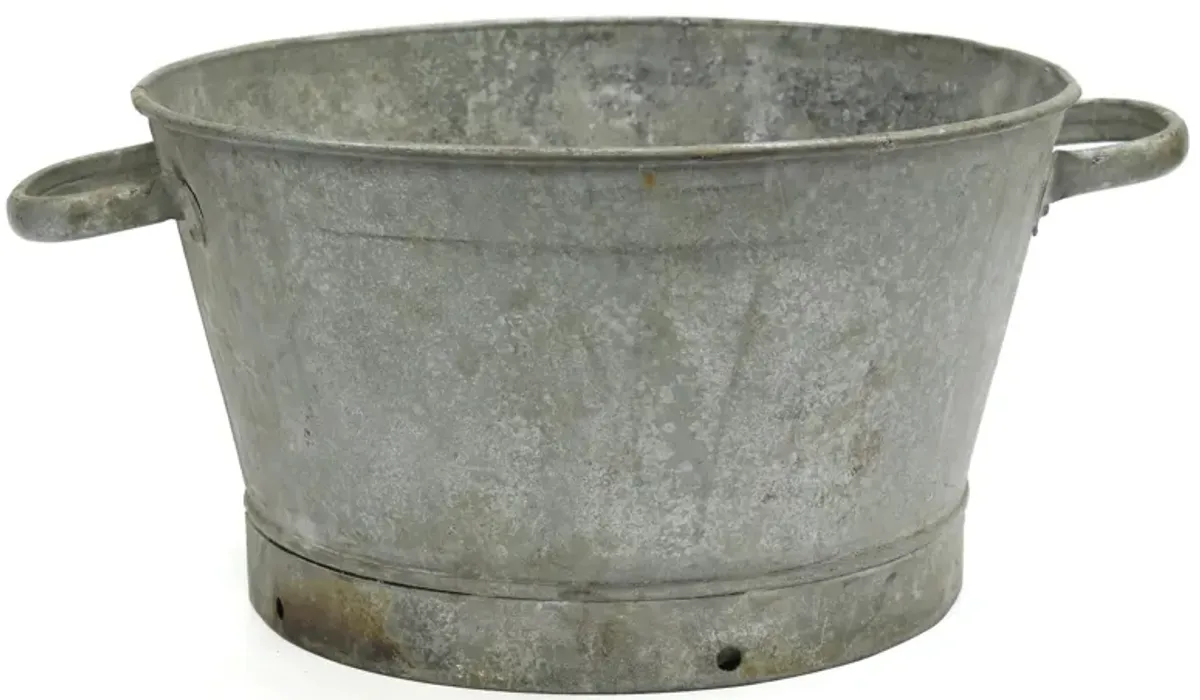 Antique Heavy Galvanized Tub - New England Mercantile - Silver