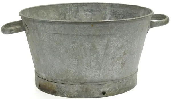 Antique Heavy Galvanized Tub - New England Mercantile - Silver