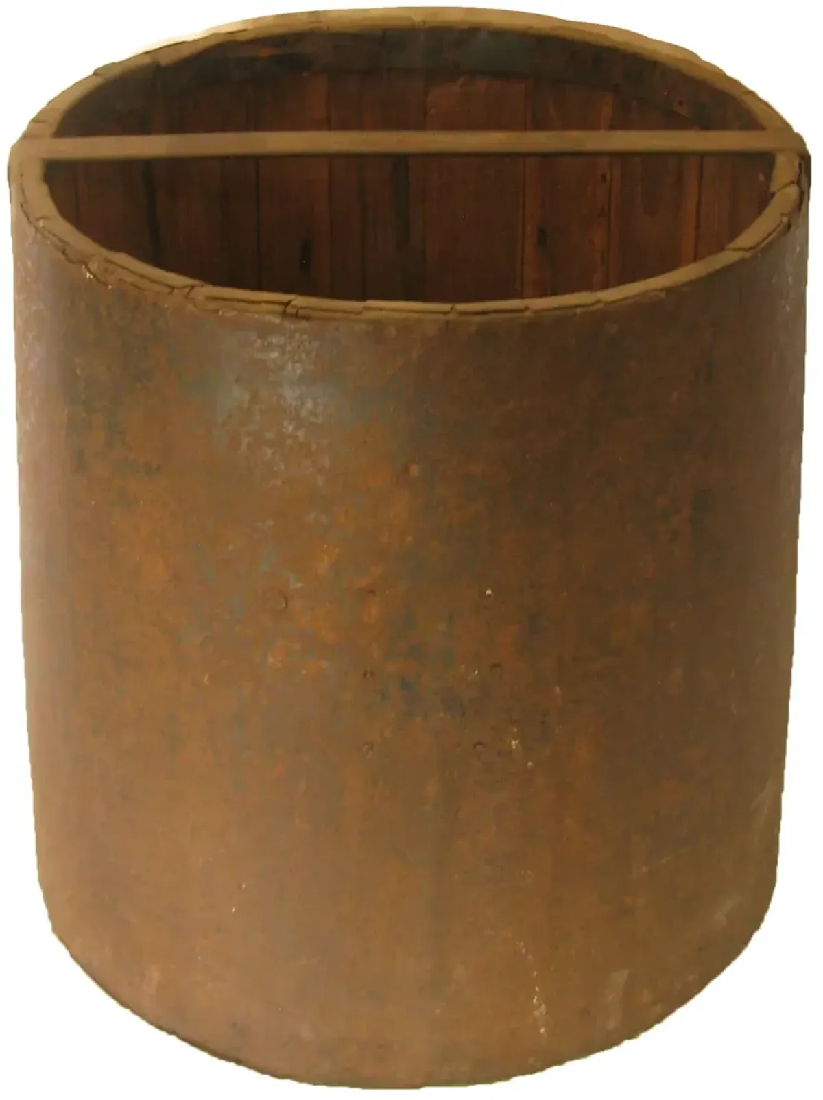 Antique French Wood &Metal Grain Measure - Chez Vous - Brown