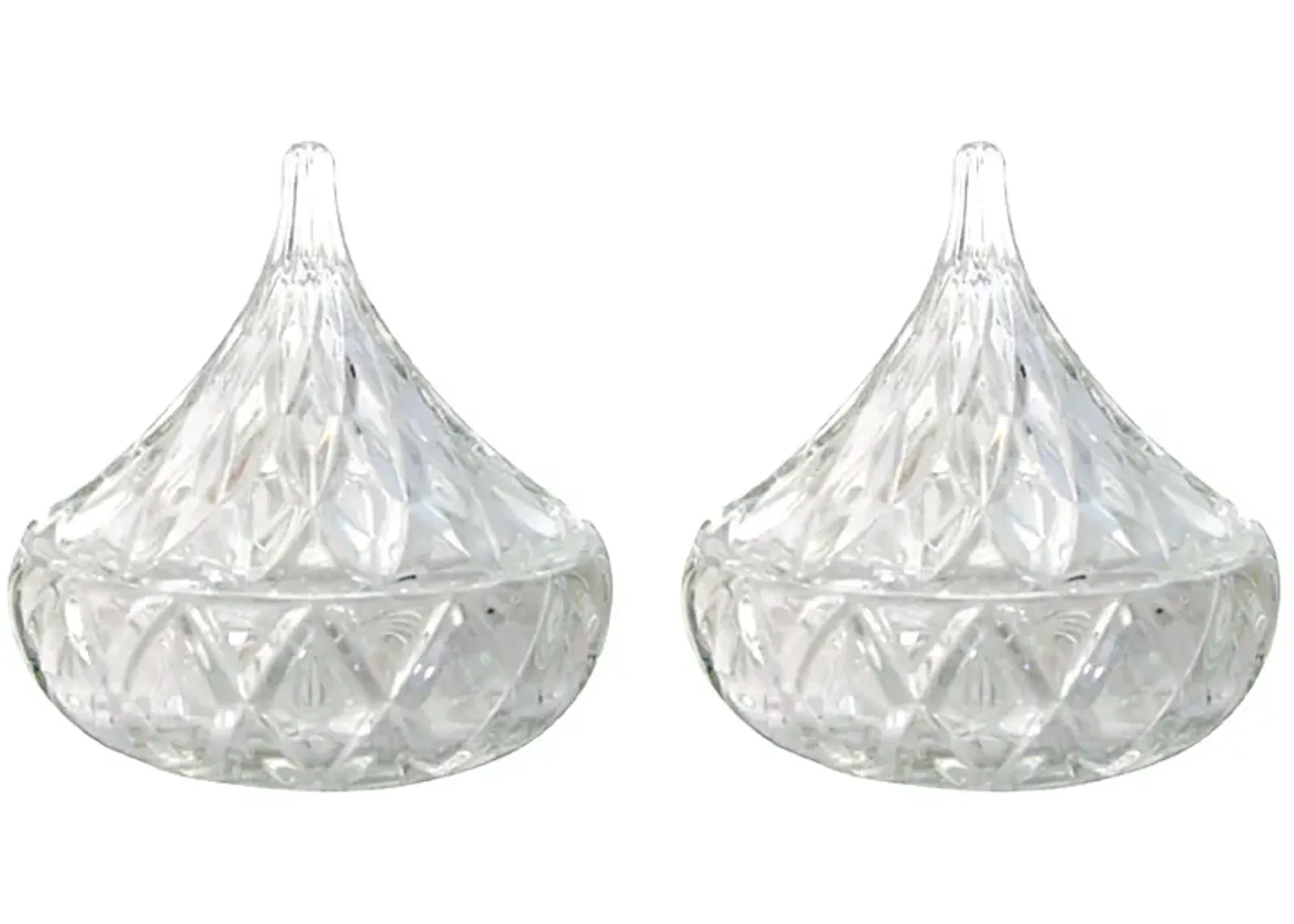 Crystal Teardrop Lidded Bowls - Set of 2 - Chez Vous - Clear