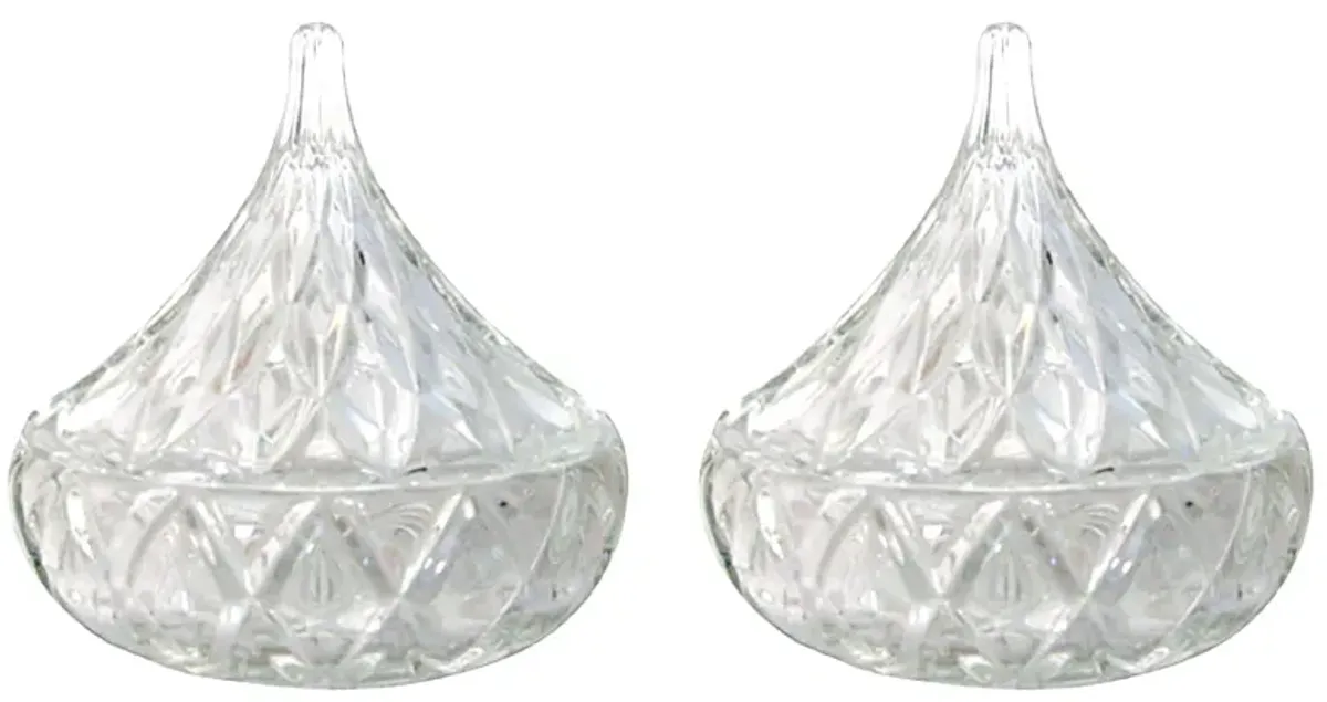 Crystal Teardrop Lidded Bowls - Set of 2 - Chez Vous - Clear