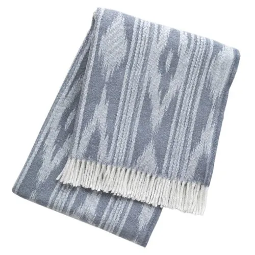 Georgie Night Blue Throw - Night Blue, Fringed