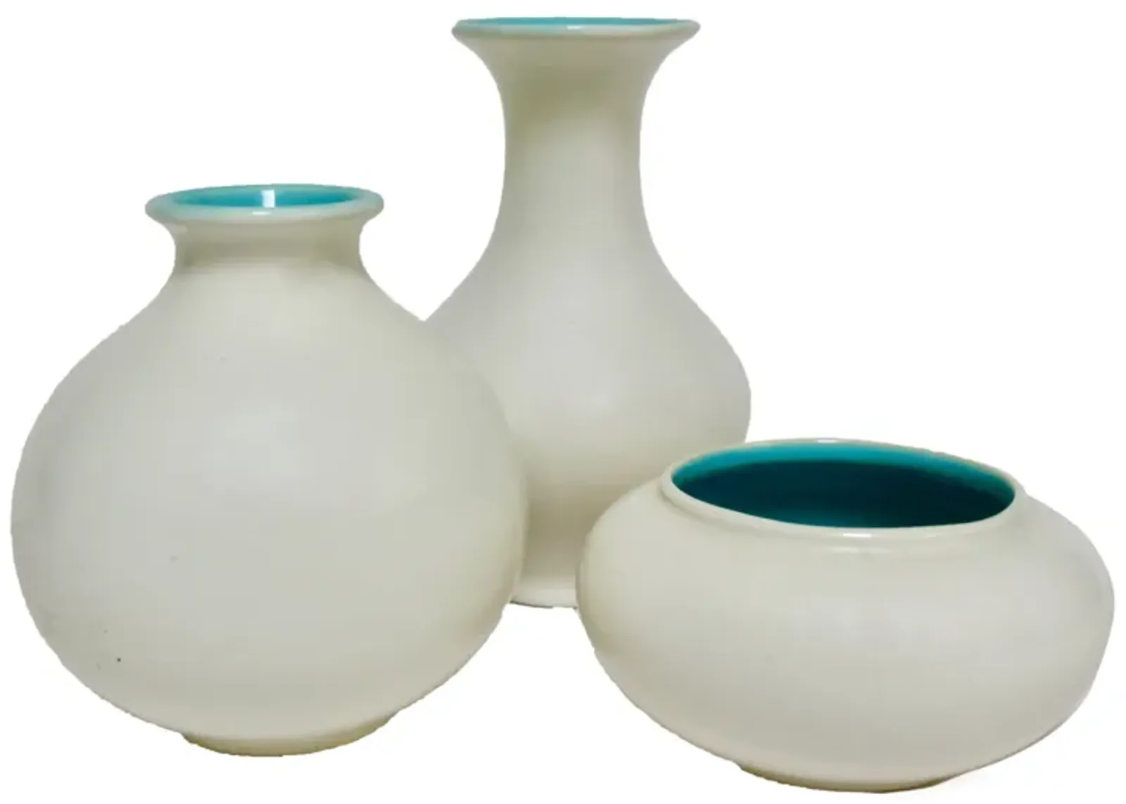 1930s California Pottery Vases Set of 3 - The Emporium Ltd. - White