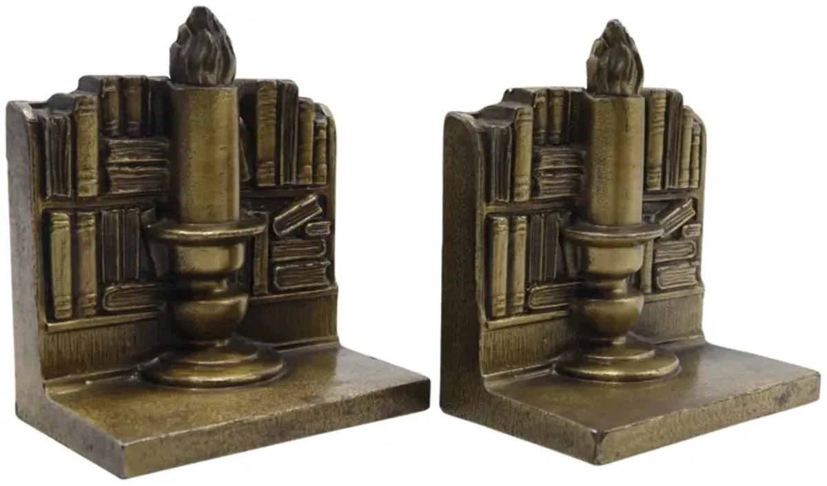 Brass Bookcase Bookends - a Pair - Interesting Things - Gold