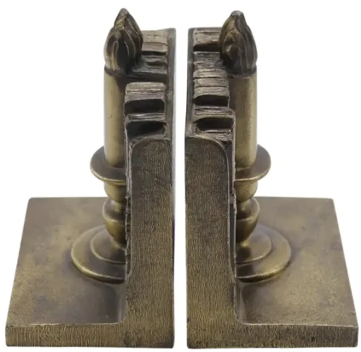 Brass Bookcase Bookends - a Pair - Interesting Things - Gold