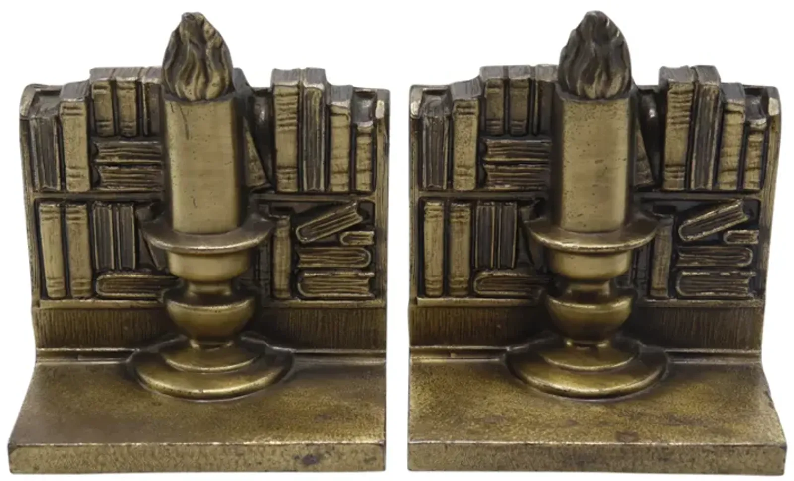 Brass Bookcase Bookends - a Pair - Interesting Things - Gold