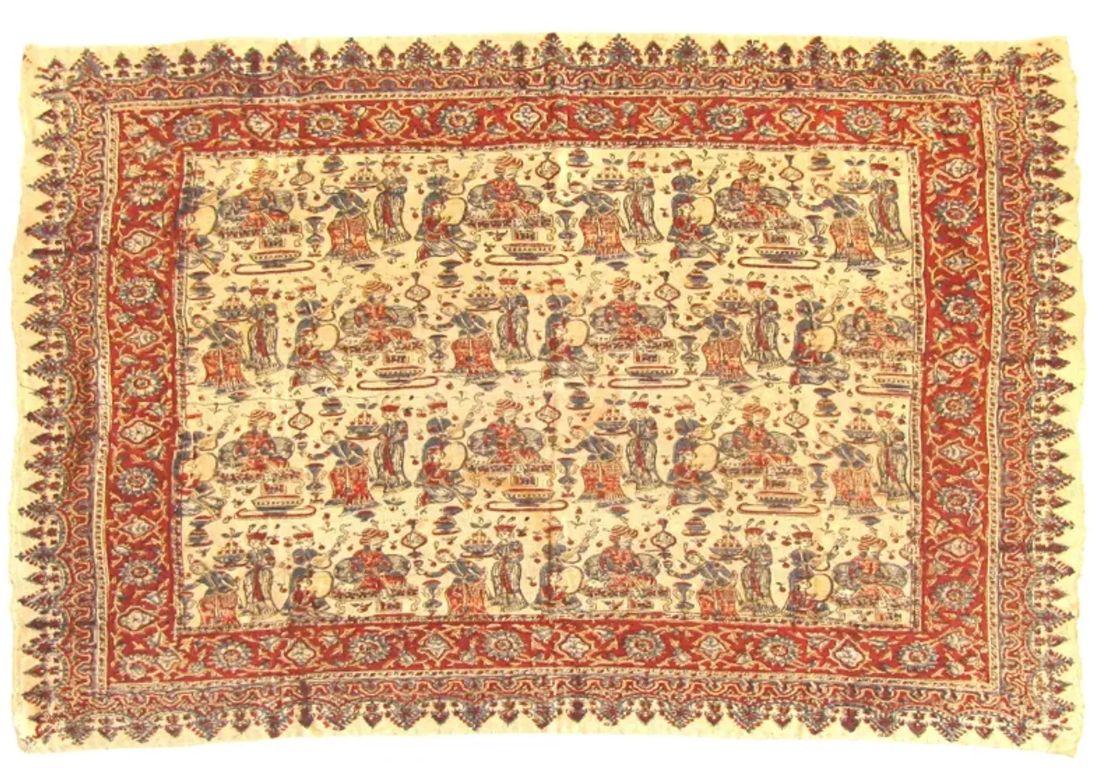 Qalamkari Persian Figural Textile - Chez Vous - Orange