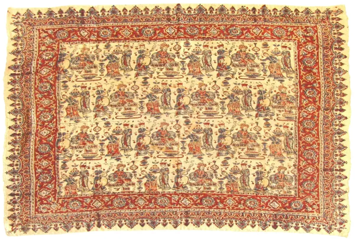 Qalamkari Persian Figural Textile - Chez Vous - Orange