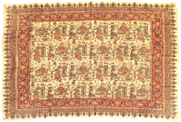 Qalamkari Persian Figural Textile - Chez Vous - Orange