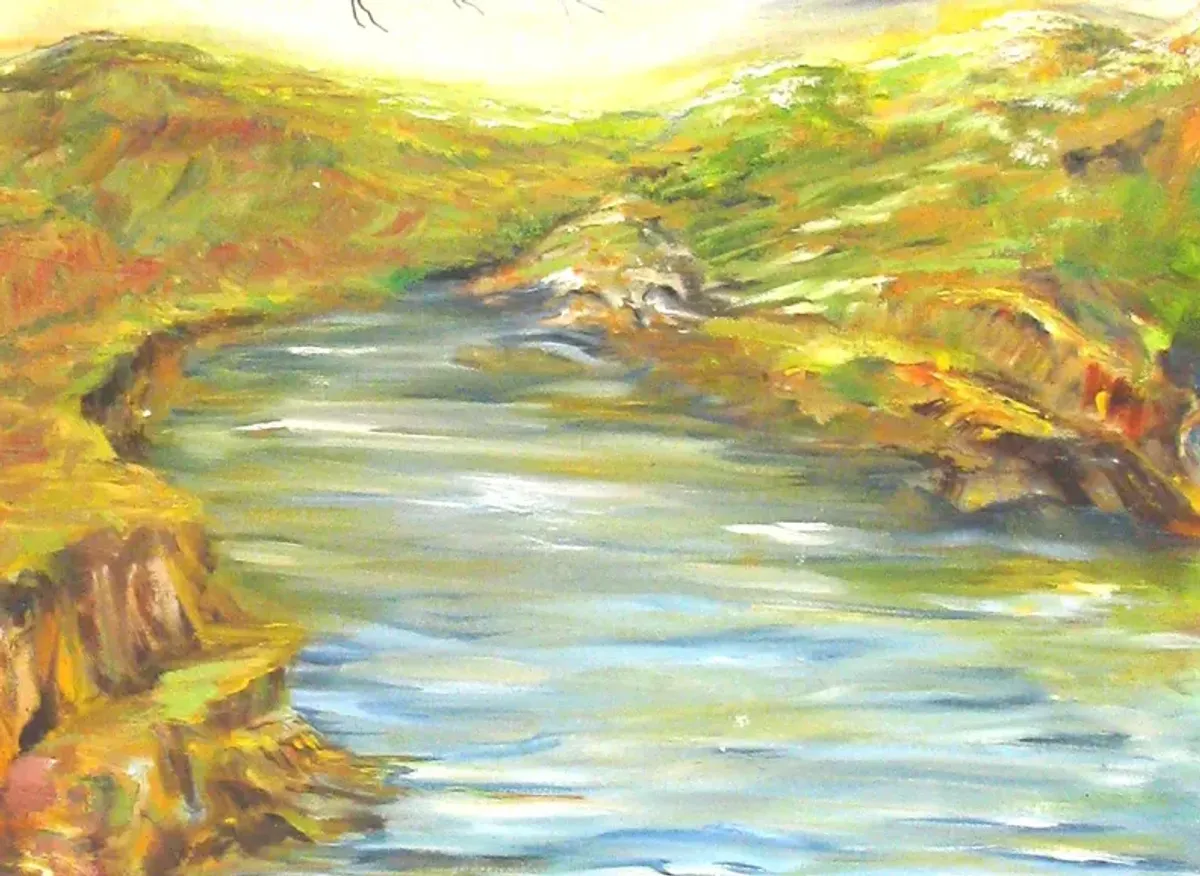 River Landscape by B. Coonfield - 1980 - Chez Vous - Blue