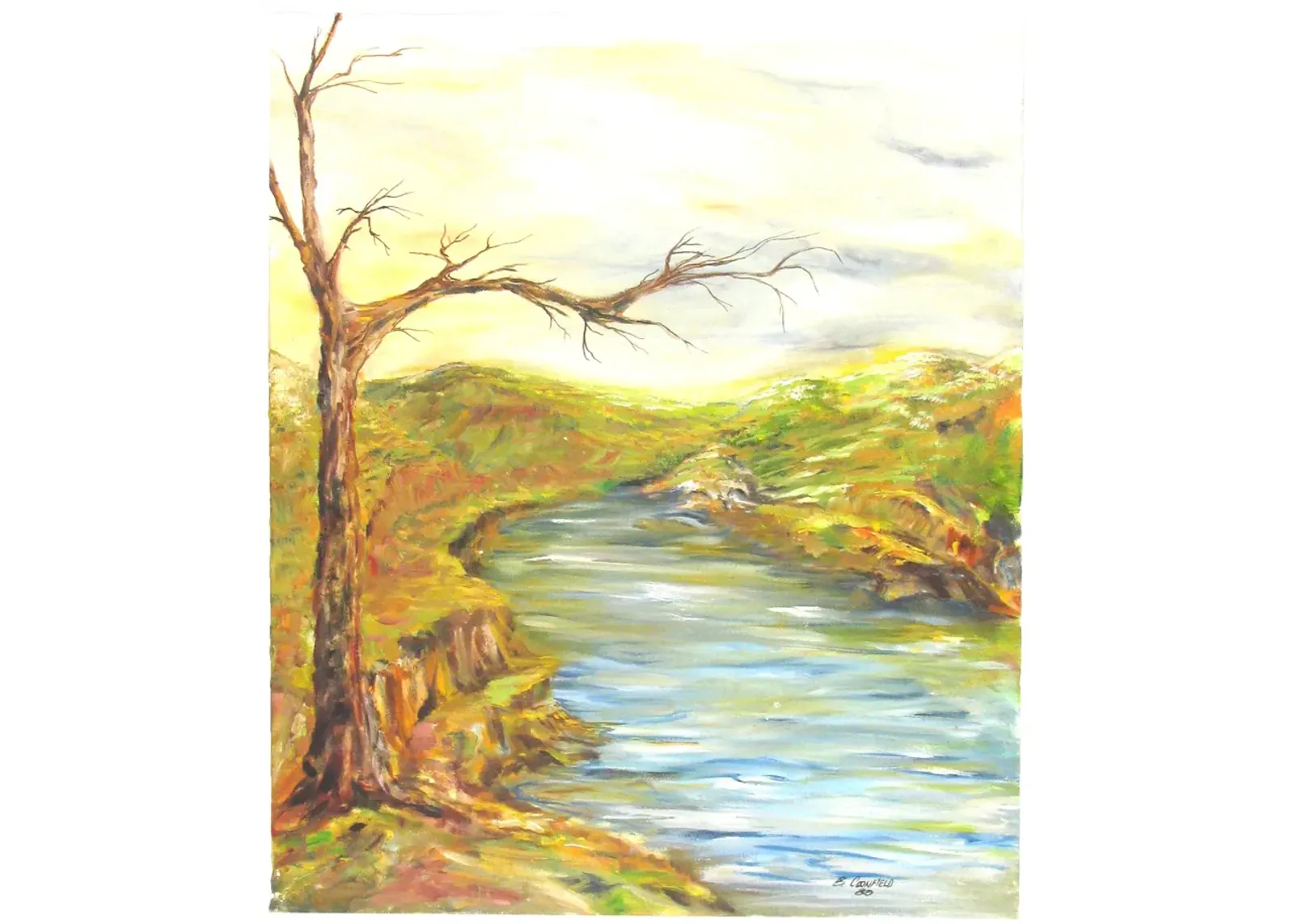 River Landscape by B. Coonfield - 1980 - Chez Vous - Blue