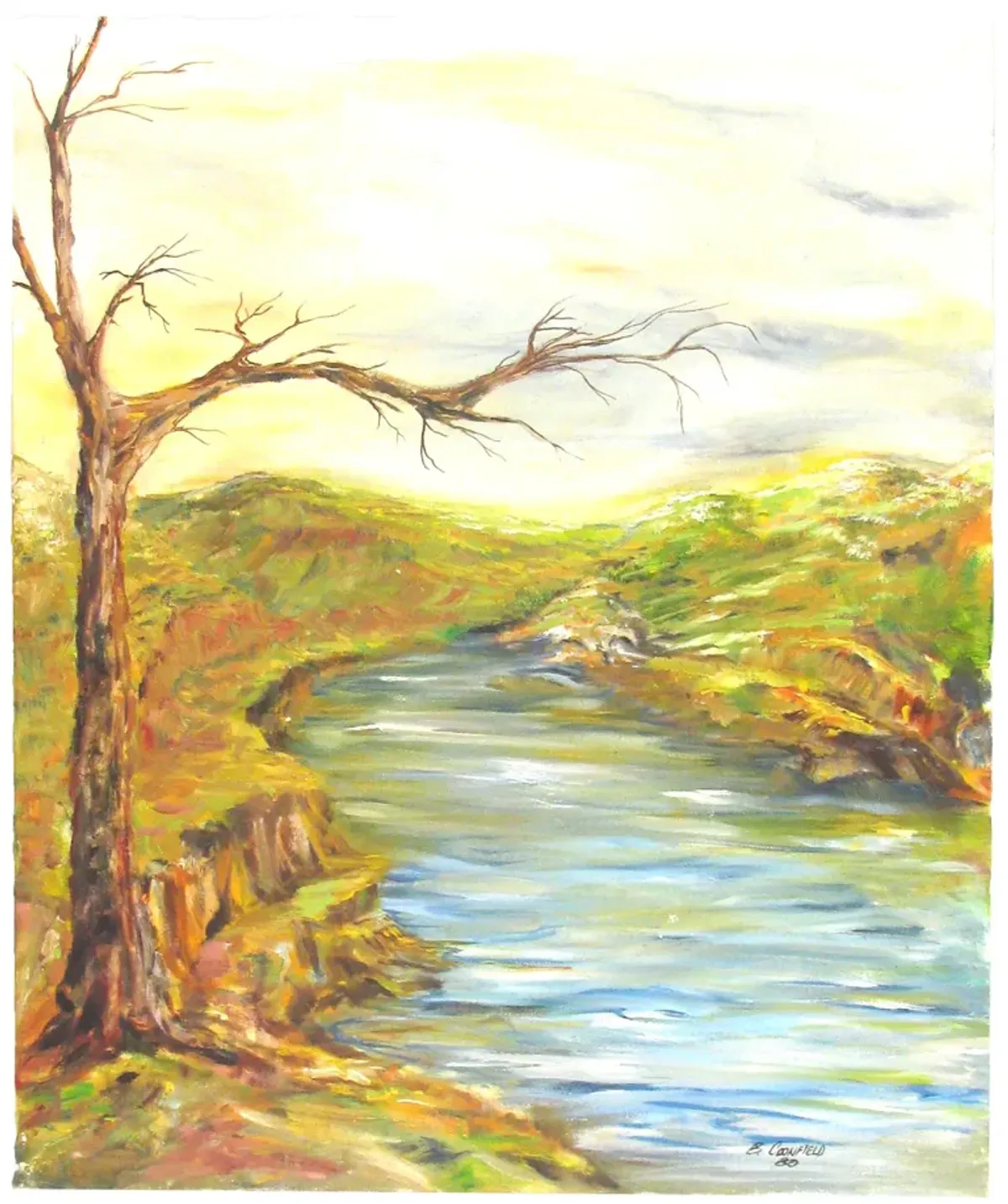 River Landscape by B. Coonfield - 1980 - Chez Vous - Blue