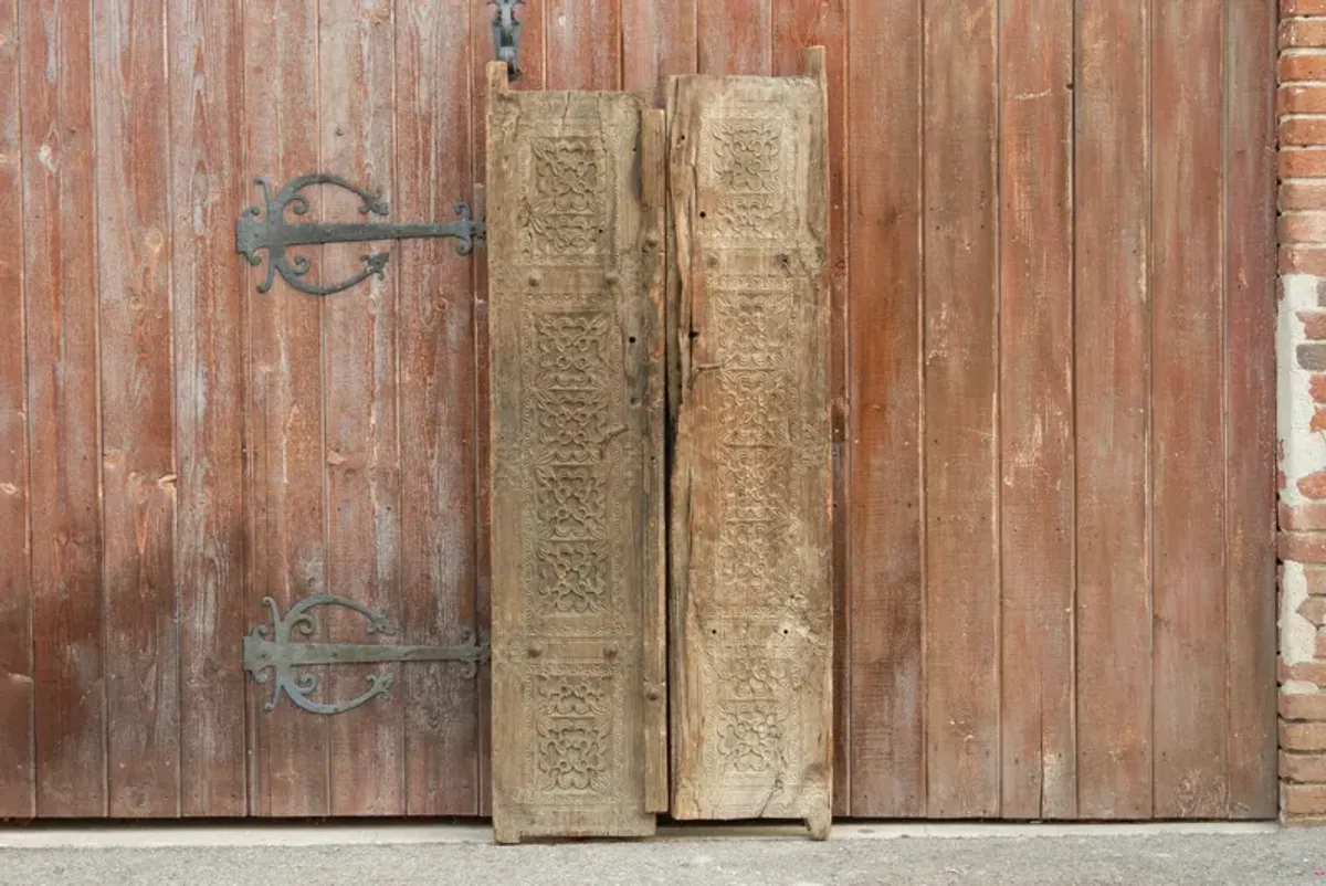 18th Century Swat Valley Carved Doors - de-cor - Brown