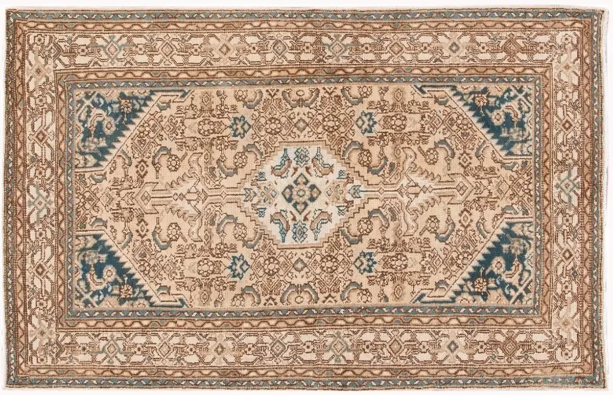 4'4'' x 7' Vintage Wool Rug - Beige - Apadana - Beige