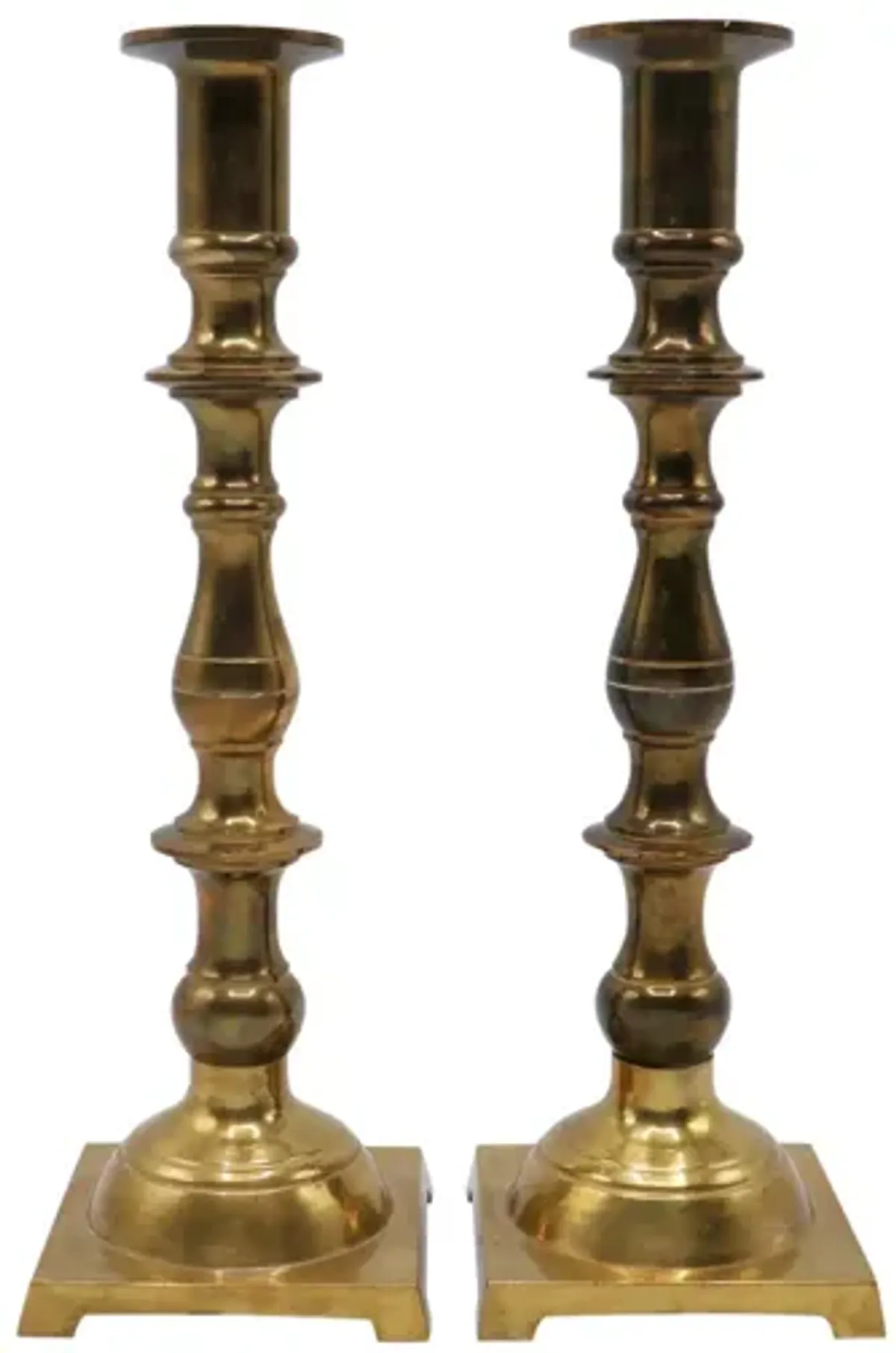 Traditional Brass Candlesticks - a Pair - Interesting Things - Gold