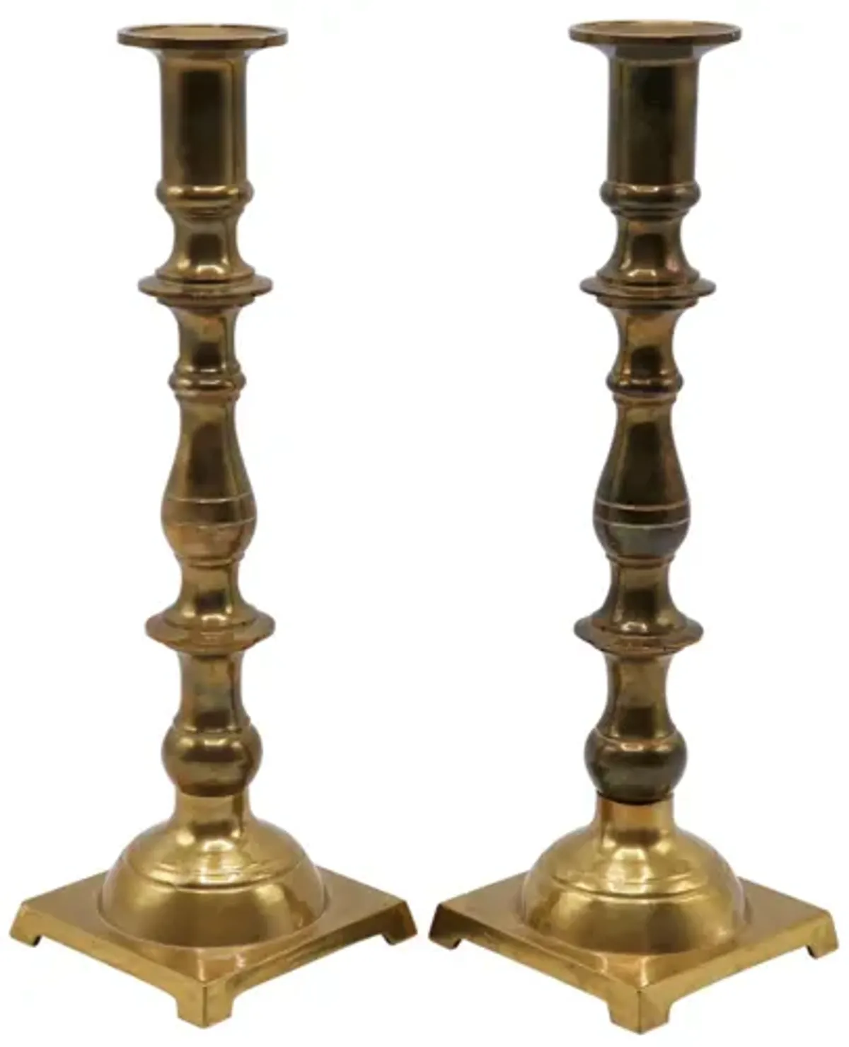 Traditional Brass Candlesticks - a Pair - Interesting Things - Gold