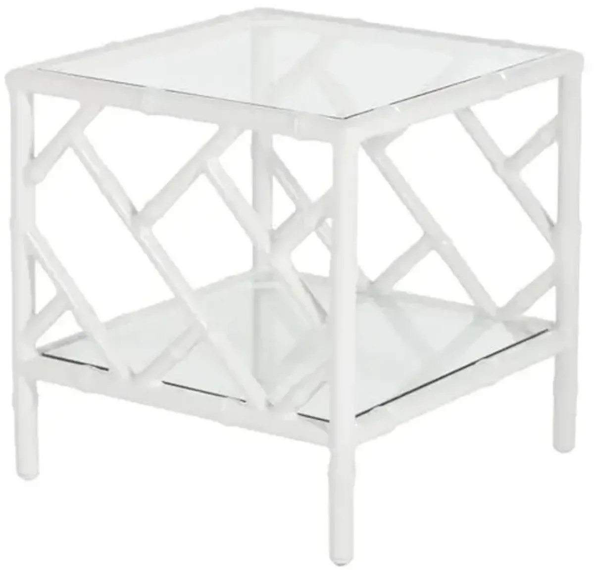 Kit Chippendale Outdoor Side Table - White - Clear