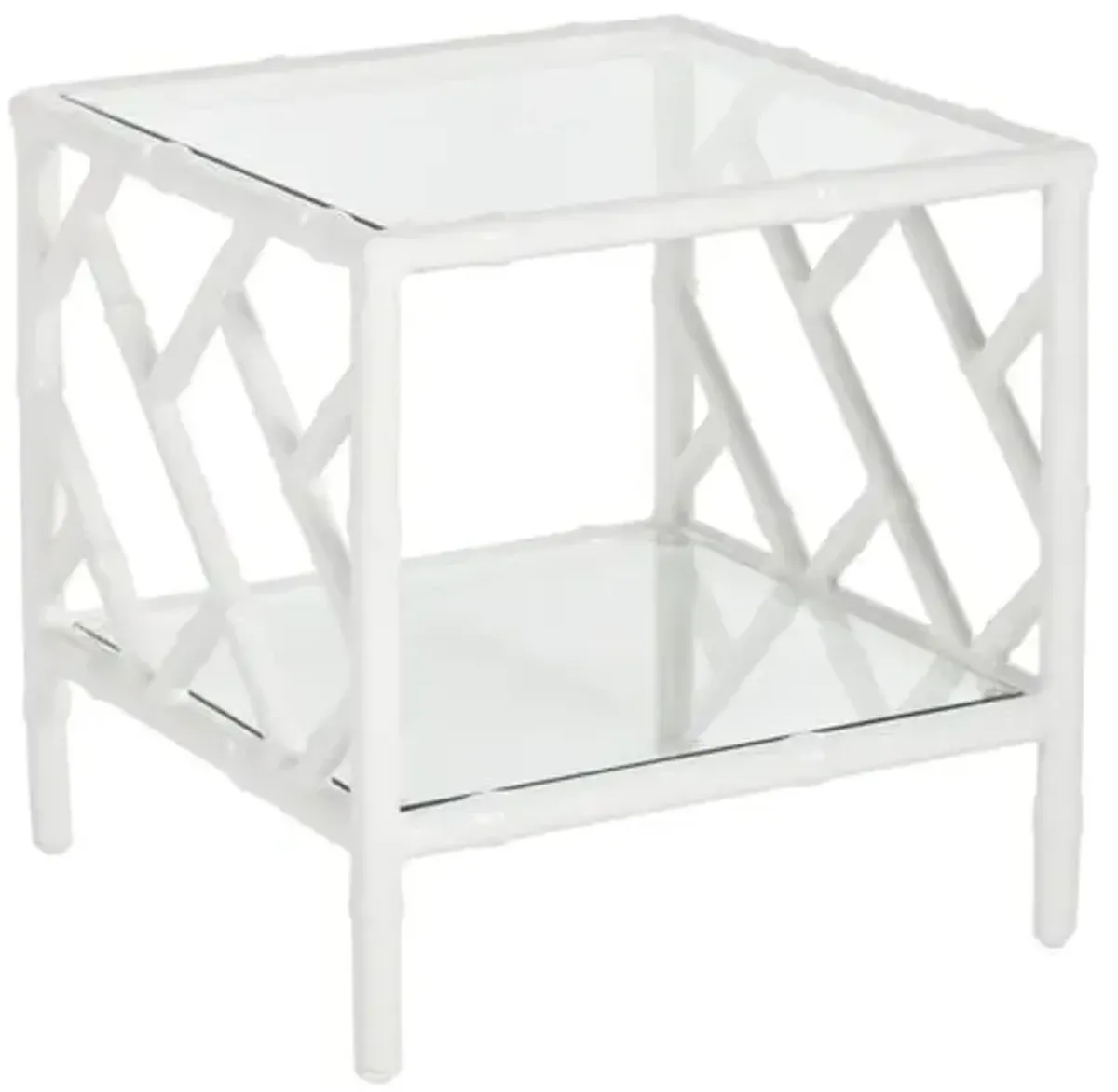 Kit Chippendale Outdoor Side Table - White - Clear