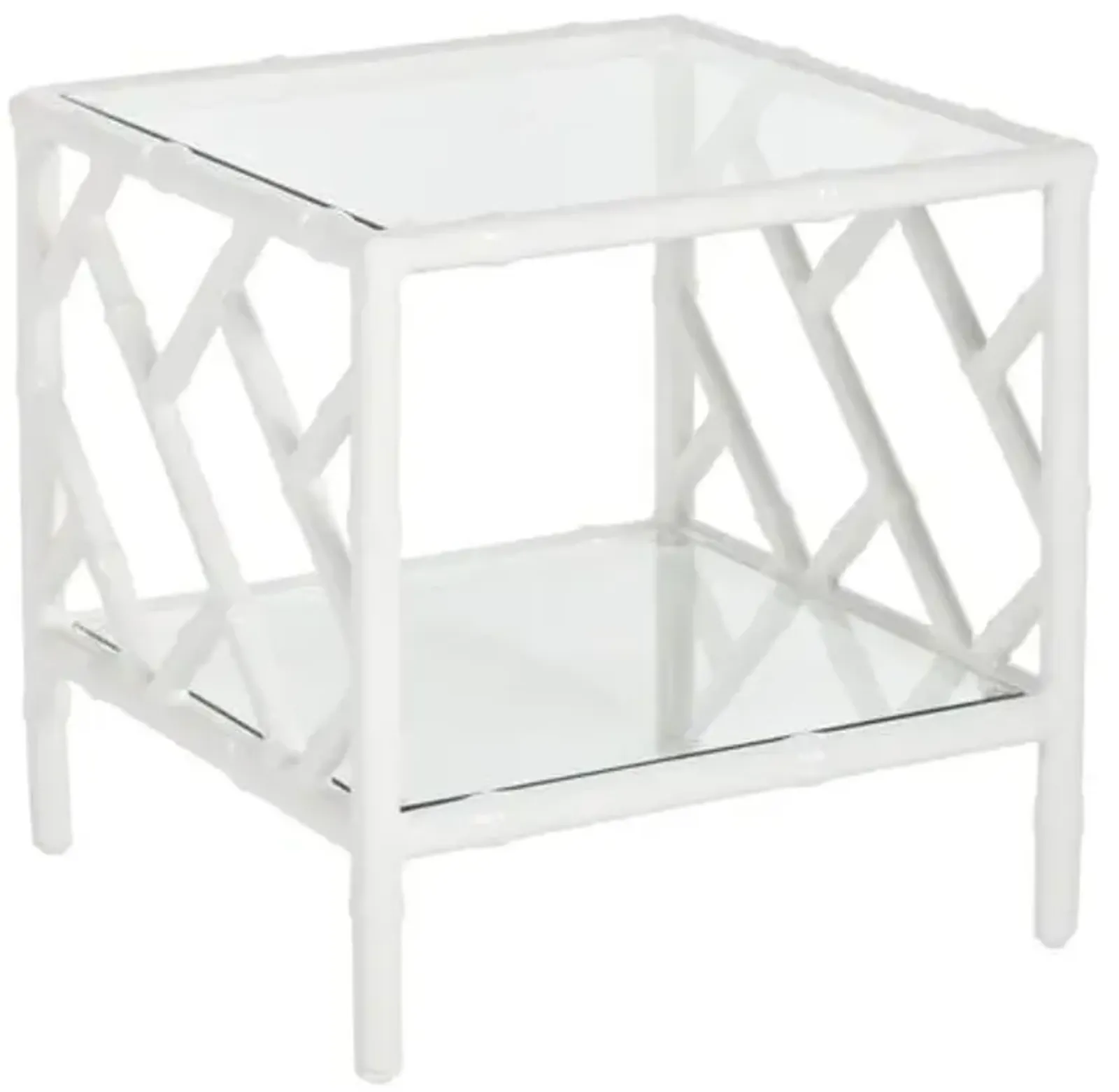 Kit Chippendale Outdoor Side Table - White - Clear