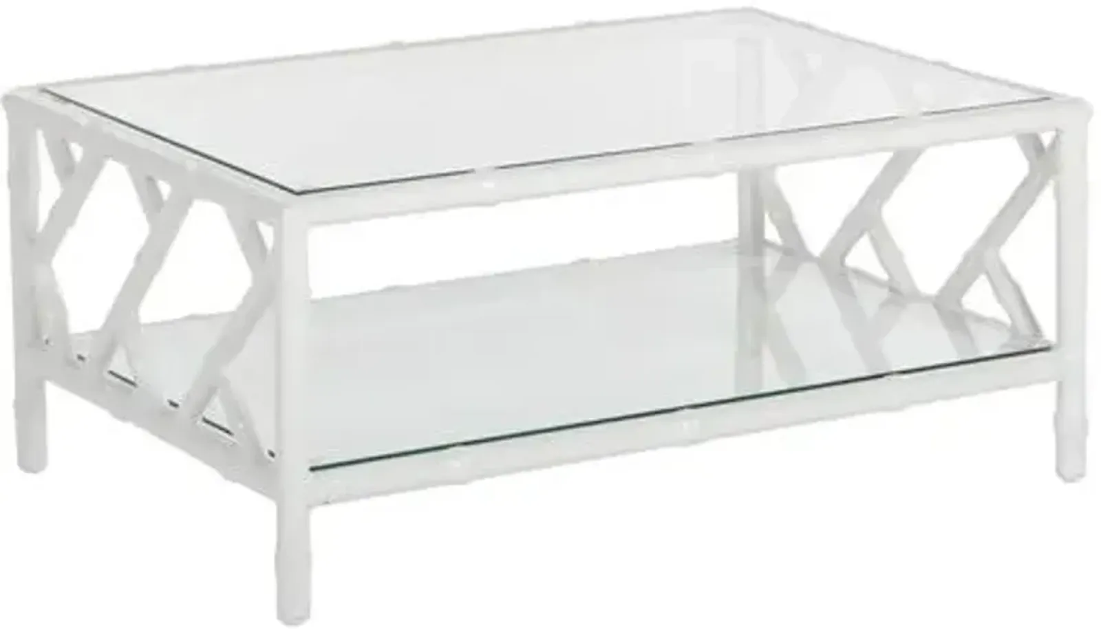 Kit Chippendale Outdoor Coffee Table - White - Clear