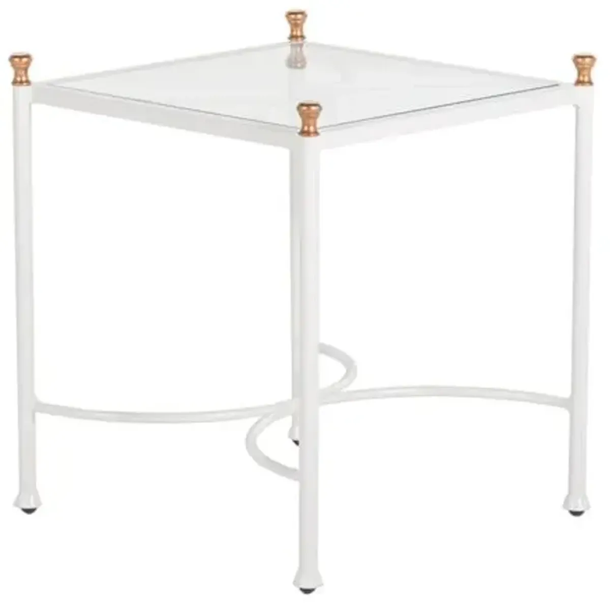 Frances Outdoor Side Table - White/Antique Gold